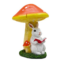 Harz-Pilz-Kaninchen-Figur, dekorative-Weißes Kaninchen-Lesen