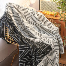Black and White Argyle Pattern Soft Throw Blanket, Knitted, 127 x 152 cm, All Seasons, For Sofa Chair Setee Bed