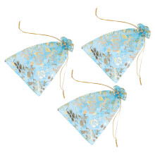 200 Stück Organza-Beutel 6,3 x 4,3 Zoll Rosenmuster Blau