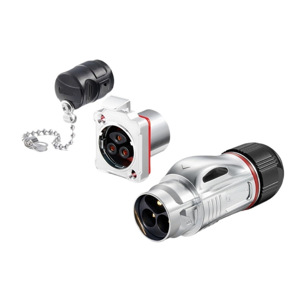 25A Aviation Power Connector With Metal Housing, Secure Snapon 3 Pin Industrial Plug Socket 9347817321494