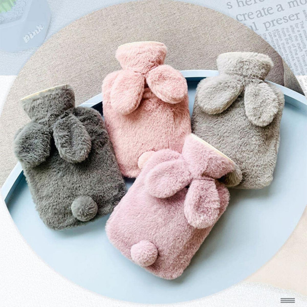Dark/Grey Cute Rabbit Hot Water Pvc Bottle 500Ml With Heat Preservation Cover For Girls