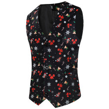 Suit Vest Men's Christmas Print Pullover Colour Block Slim Fit Herringbone Black XXL Casual Business Vest