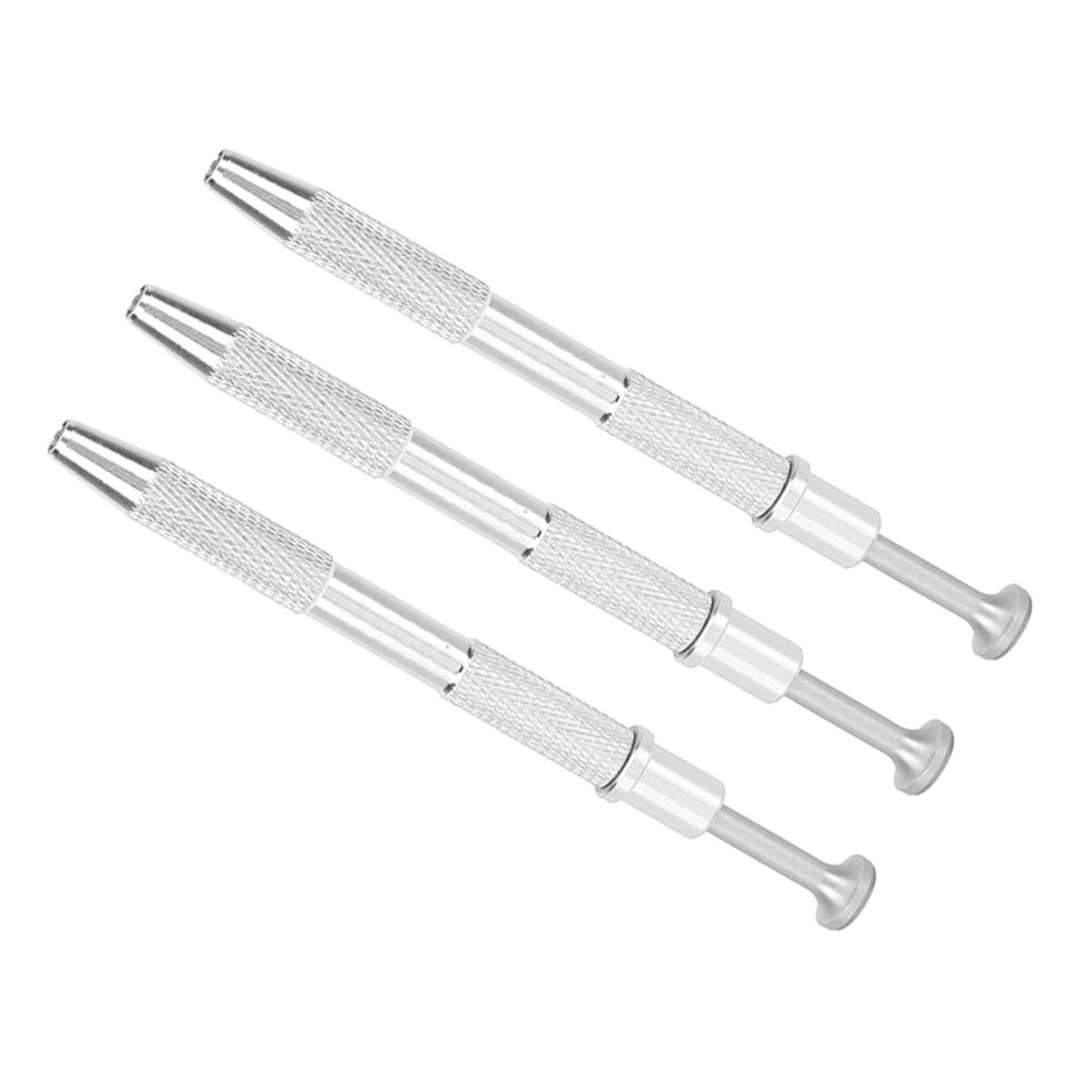 Silver 3Pcs Piercing Ball Grabber Tweezers Set Professional Alloy 4 Prongs
