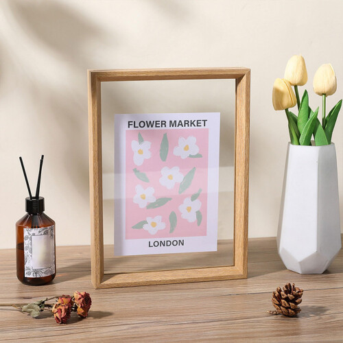 Collage Picture Frames Leaf Specimen Double Sided Acrylic Wood Frame Horizontal And Vertical Multicolor A3 Walnut Color