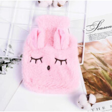 Reusable Winter Hot Water Bag Hand Warmer PVC Stress Relief Therapy Portable Water Bottle With LintSoft Cozy Pink Cover