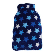 Hot Water Bottle Bag Cover Coral Fleece 1000ml Capacity Blue Multi Star Soft Home Use