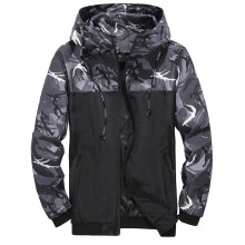 Rain Jackets for Men Camouflage Hooded Windbreaker Lightweight QuickDrying Transition Coat Work Jacket L Gray
