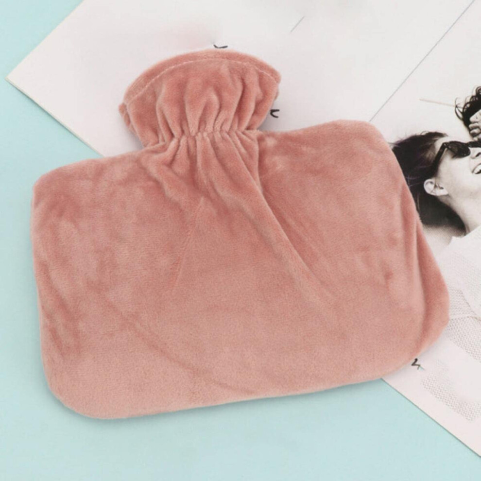 Light/Brown Hot Water Bottle 1500Ml With Villus Sheath Soft Cozy Cover Reusable Heat Pack Pain Relief Therapy