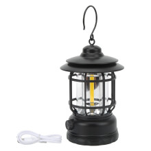 Lanterne de camping rechargeable, lanterne de style vintage avec intensité lumineuse réglable en continu pour une ambiance chaleureuse, idéale