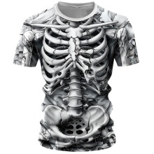 Halloween Skeleton TShirt for Men 3D Print Short Sleeve Casual Breathable Black L