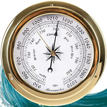 Brass Weather Station with Tide Clock, 5.7in Barometer Thermometer Hygrometer for Home and Boat