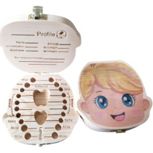 Holz Schneidezahn- und Lanugo-Box für Babys, 13,2 x 13,2 x 3 cm, Geschenk für Kinder