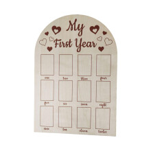 Photo Display Wood Board First Year Picture Frame For Baby, Monthly Growth Chart, Baby Gift