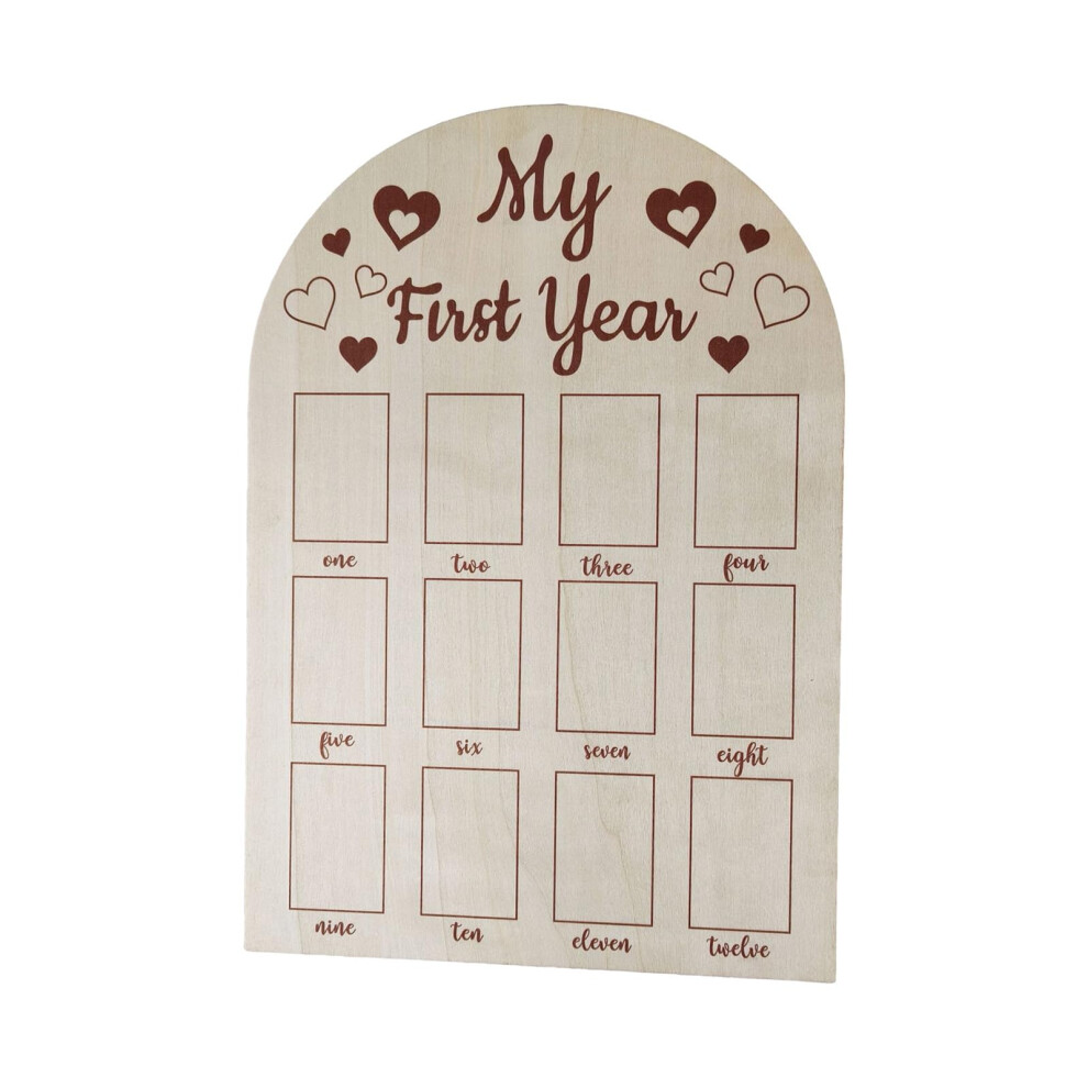 Photo Display Wood Board First Year Picture Frame For Baby, Monthly Growth Chart, Baby Gift