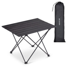 Portable Folding Camping Table Small Aluminium Outdoor Fold Away Table with Storage Bag Foldable Picnic Table for Garden, BBQ Black