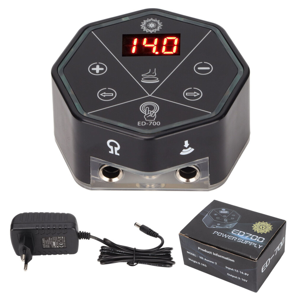 High Precision Tattoo Machine Power Source LED Voltage Indicator Six Color Modes Magnetic Anti Slip Base Dual Pedal Support Compatible With All