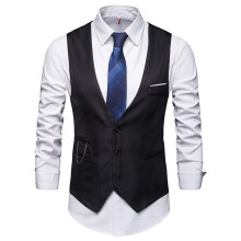Suit Vest Men's Oversized Herringbone Blazer Vest 6XL Black, Classic Fashion, Business Work Style