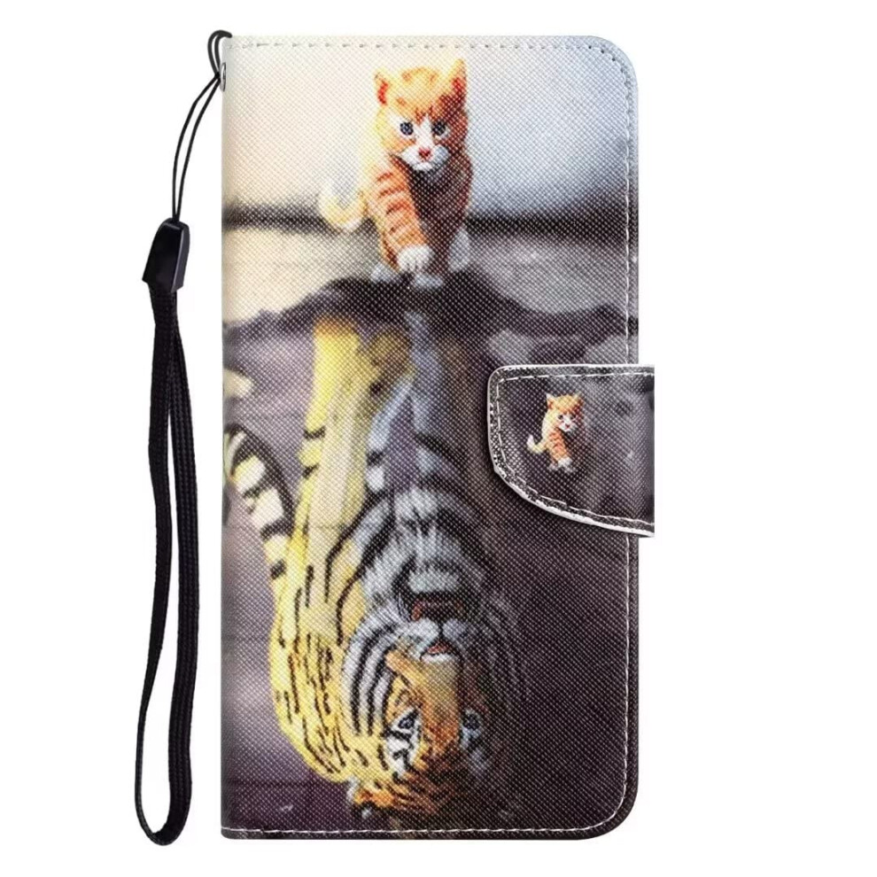 Flip Pu Leather Wallet Folio, Shockabsorbing Tpu Bumper With Stand, Magnetic Card Slots, Cat Tiger For Iphone 15 Pro 9347817324259