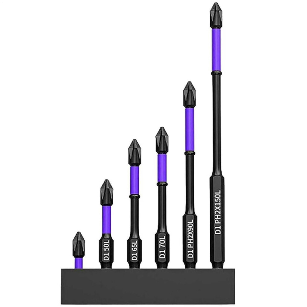 Magnetic Screwdriver Bit Set 6Pcs Antislip Heavy Duty Bits Strong Grip Drill Attachment 9382693907615