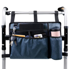 Walking Frame Bag With Cup Holder, Large Capacity, Folding Rollator Organizer, DoubleSide Basket, Blue