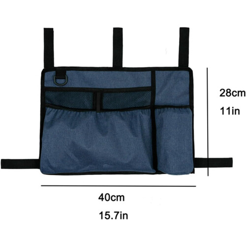 Walking Frame Bag With Cup Holder, Large Capacity, Folding Rollator Organizer, DoubleSide Basket, Blue 1