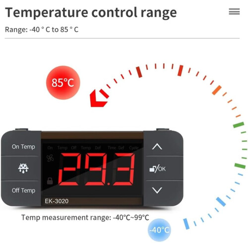 Digital Temperature Controller 220V Heating and Cooling Thermostat with Sensor for Refrigerator and Freezer 1
