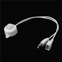 PIR-Infrarot-USB-Bewegungsmelder mit Schalter, 5 V-24 V, 5 A, Lichtempfindlicher Sensor für Einfarbige RGB-LED-Streifen, Schwarz