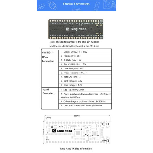 1St Tang  Minimalistisk FPGA Development Board Rak Insert Breadboard Tang  1K Development Board 1