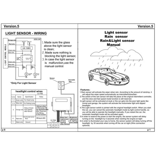 2 in 1 Auto Light Rain Sensor Universal Car Wiper Rain and Light Sensor 2