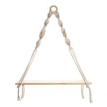 Macrame Wall Hanging Shelf - Boho Wood Wall Shelves with Wood Beads, Farmhouse Floating Shelf Rustic Hanging Plant Shelf