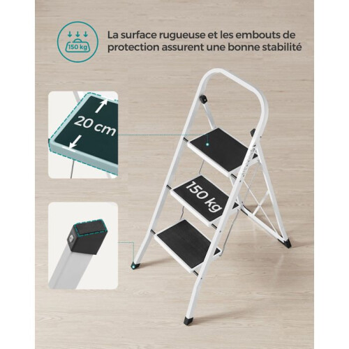 Scaletta - HELLOSHOP26 - 3 livelli - Acciaio - Antiscivolo - Pieghevole 2