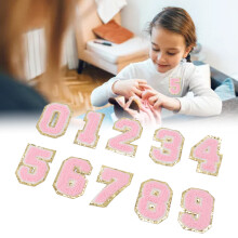 10 piezas de parches numéricos rosados del 0 al 9, de 5,5 cm, para planchar