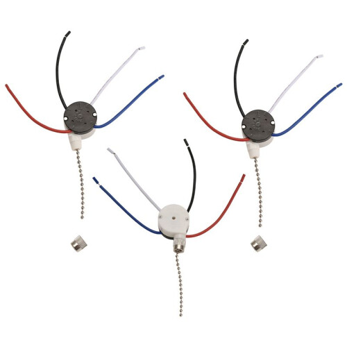 3 Pcs Ze-208S E89885 3 Speed 4 Wire Pull Chain  Ceiling Fan Light  Replacement Part,B