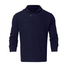 Sweater Men's Elastic Knitted Pullover Turtleneck Long Sleeve Winter Oversized Blue XXL Fleece