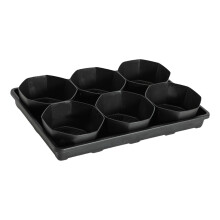 Plateaux ronds épais pour pots de pépinière à 6 cellules,-Noir