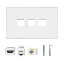 Sikker snap-in vægplade, kompatibel med Cat5Cat5e Cat6 kabler og coax F-type port, aftagelig keystone for nem kabeladgang og skjult tilslutning