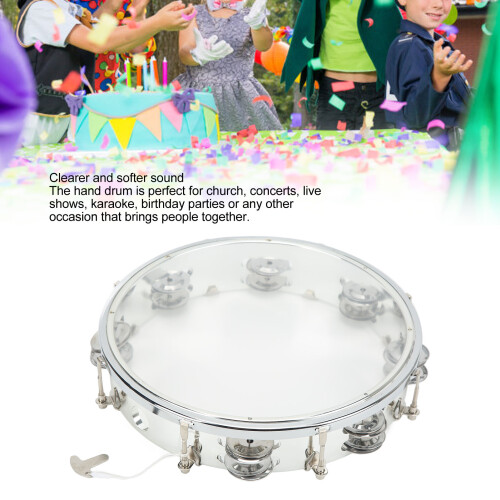 Bright 10in Hand Drum with Adjustable Tone and ABS Double Row Hand Bell 1