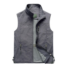 Outdoor Men's Fishing Vest Q1 Grey 4XL Lightweight Softshell Cargo Vest With Multiple Pockets Sleeveless Work Vest