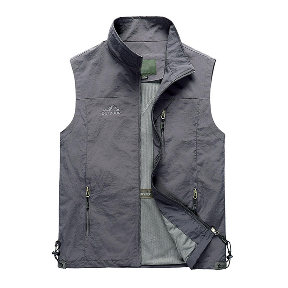 Outdoor Men's Fishing Vest Q1 Grey 4XL Lightweight Softshell Cargo Vest With Multiple Pockets Sleeveless Work Vest 9426802701760