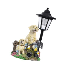 Statue de chien en résine imperméable, ornement à éclairage-B
