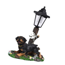 Figurine de chien décorative en résine avec lampe à énergie-D
