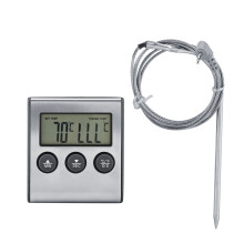 Fleischthermometer für präzises Kochen, digitale Edelstahl-Lebensmittelsonde mit Hitzebeständigkeit, Timer-Funktion für müheloses