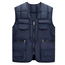 Men's Quilted Vest Sleeveless Puffer Warm Winter Vest Down Insulated Work Vest Navy Plus Size 4XL Q2