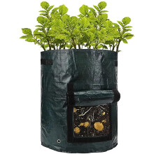 Grow Bags 30x35cm Black Breathable Fabric Potato Tomato Planter with Window Durable and Reusable
