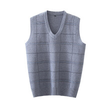 Argyle Pullover Vest Men's Wool VNeck Sweater Vest, Autumn Winter Knitwear, Size XXL, Grey
