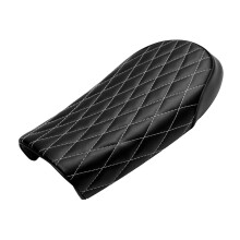 Passenger Seat Vintage Motorcycle Flat Brat Seat Saddle For Cafe Racer Universal Rear Passenger Seat Cushion Pad Cover White Line