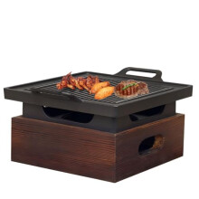 Portable Charcoal Grill 35cm with Uniform Heating and NonStick Surface for Camping and Tabletop BBQ