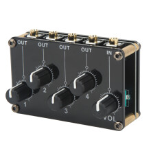 Mixer audio stereo mini a 4 canale in plexiglas e metallo sensibile nero