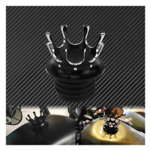 Motorcycle Gas Tank Cap Crown Style Black Vented RightHand Thread for Softail Touring Dyna Sportster