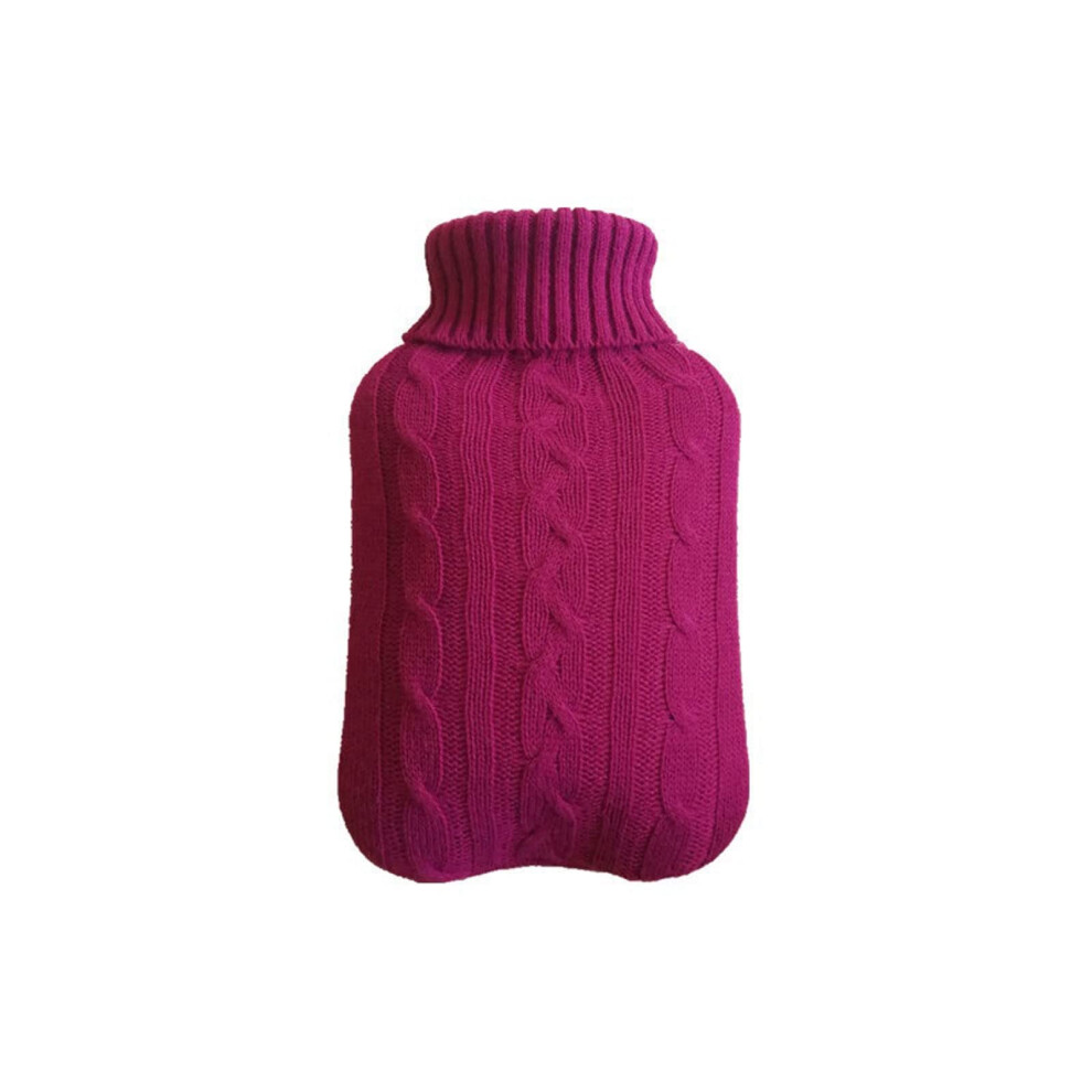 Large 2L Rubber Hot Water Bottle with Soft Knitted Cover for Pain Relief and Winter Warmth